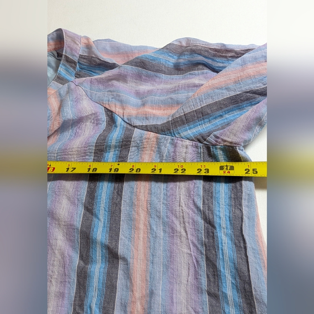 Lane Bryant Women Blue Multicolor Raglan Sleeve Striped Blouse Top Size 16 Lined - Picture 8 of 11